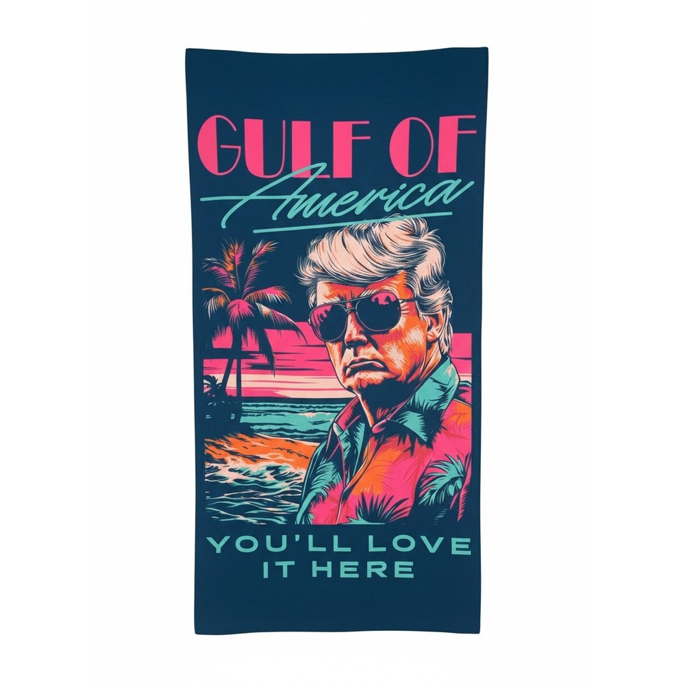 Trump Gulf of America Yoga Mat Blue Multi Synthwave Retro 60x30 Exercise Mat